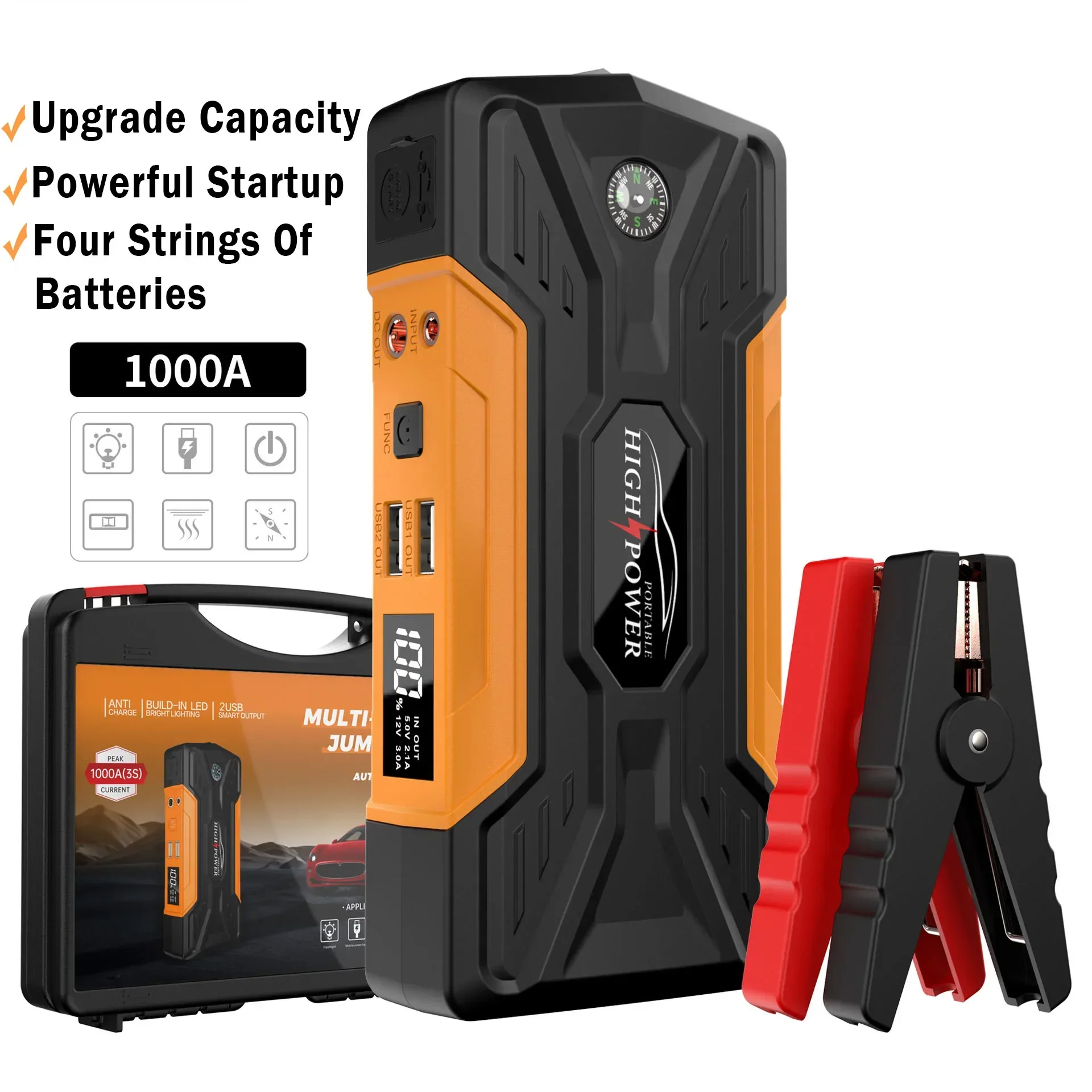 Car Jump Starter With Pump Portable 12V Emergency Power Bank Kit 99800mAh Fall 2025 Gift - Image 2