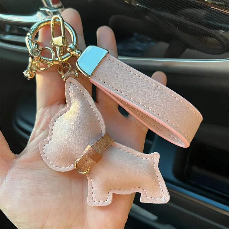 Leather Dog Keychain Car Charm Bag Hanging Accessory - Image 11