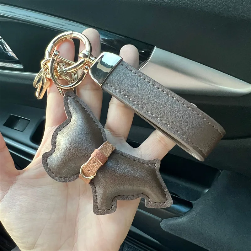 Leather Dog Keychain Car Charm Bag Hanging Accessory - Image 13