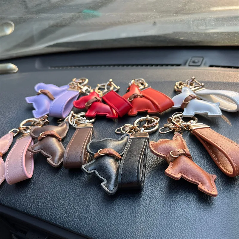 Leather Dog Keychain Car Charm Bag Hanging Accessory - Image 5