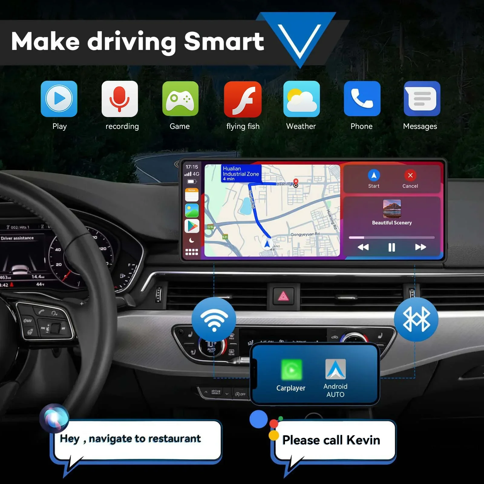 Car Stereo 10.26-Inch Universal Wireless CarPlay Android Auto Multimedia Player Fall 2025 Gift