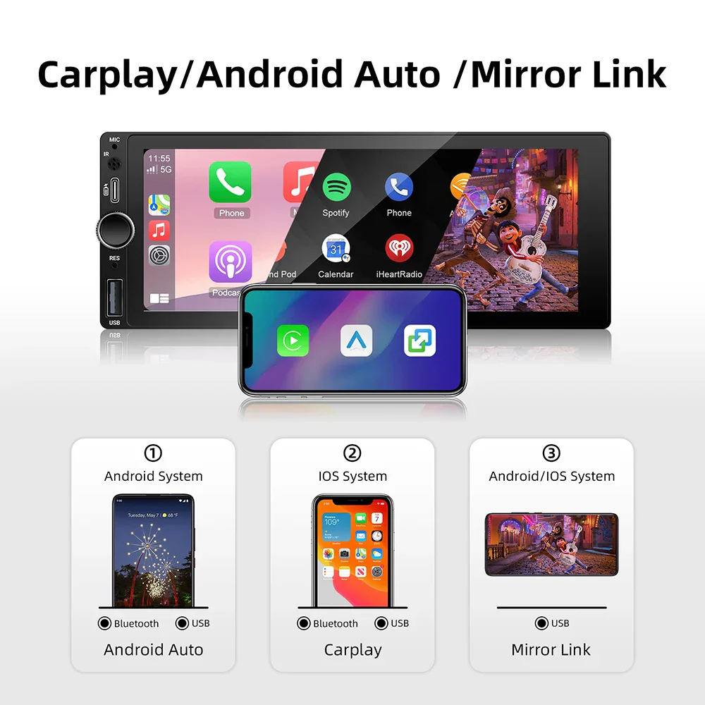 Car Stereo 6.86 Inch Touchscreen Universal MP5 Head Unit Fall 2025 Wireless CarPlay Android Auto - Image 3