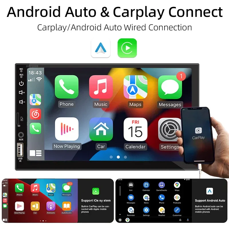 Car Stereo 7-Inch 1 Din CarPlay Android Auto MP5 Head Unit With USB Bluetooth Rear View Camera Fall 2025 Gift - Image 2