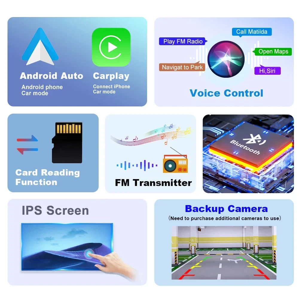 Car Stereo 7-Inch IPS Touchscreen With CarPlay Android Auto, GPS Navigation, WiFi, Rear View Camera - Image 2