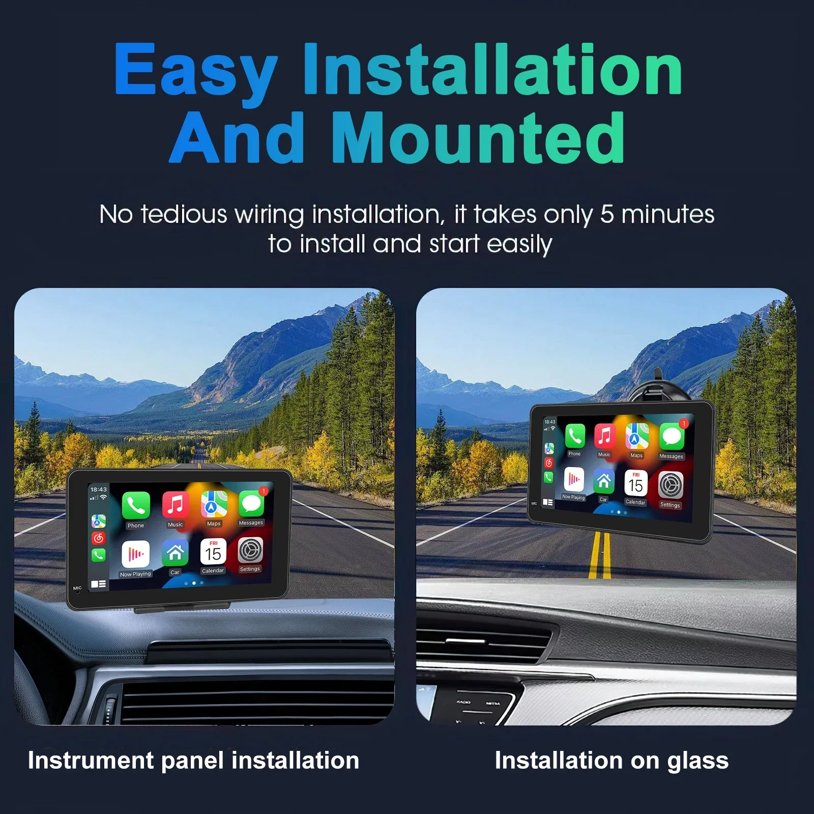 Car Stereo 7-Inch IPS Touchscreen With CarPlay Android Auto, GPS Navigation, WiFi, Rear View Camera - Image 4