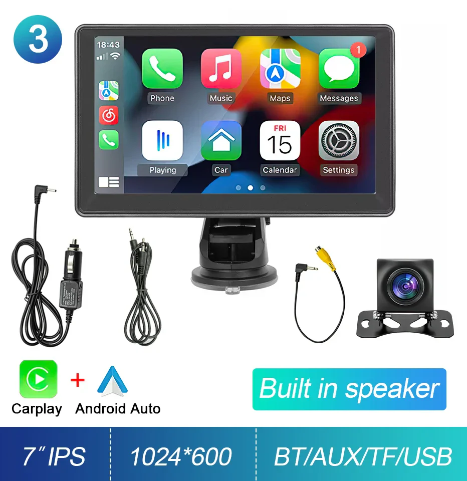 Car Stereo 7-Inch IPS Touchscreen With CarPlay Android Auto, GPS Navigation, WiFi, Rear View Camera - Image 7
