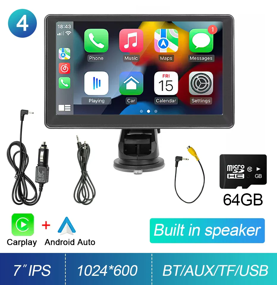 Car Stereo 7-Inch IPS Touchscreen With CarPlay Android Auto, GPS Navigation, WiFi, Rear View Camera - Image 8