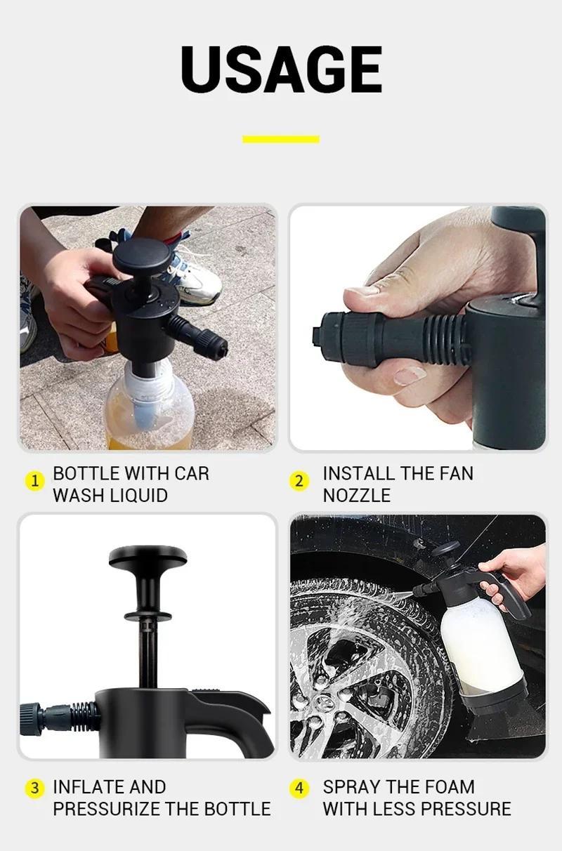 Car Wash Foam Sprayer Bottle Manual Air Pressure Gun - Image 16