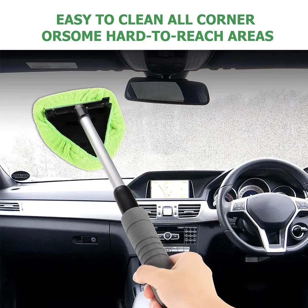 Car Window Cleaner Kit Glass Cleaning Tool Microfiber Telescopic Handle Spring 2026 Streak Free Glass - Image 2