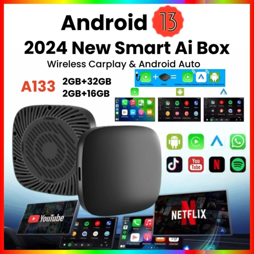 CarPlay AI Box Wireless CarPlay Android Auto Smart TV Box Fall 2025 Netflix YouTube In Car