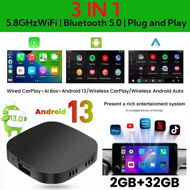 CarPlay AI Box Wireless CarPlay Android Auto Smart TV Box Fall 2025 Netflix YouTube In Car - Image 7