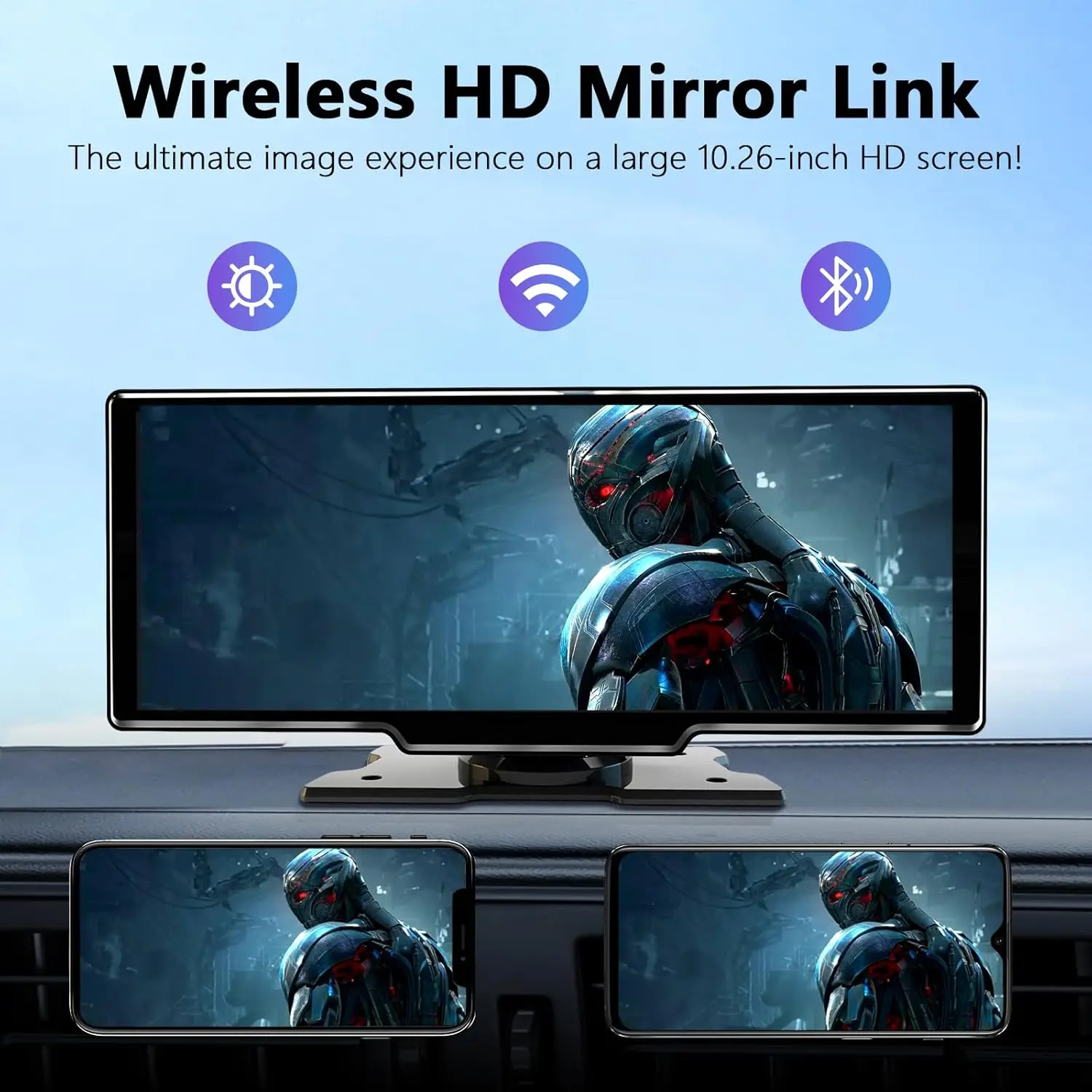 CarPlay Screen 10.26 Inch Wireless CarPlay Android Auto Dash Display Universal Car Radio BT AUX FM - Image 4