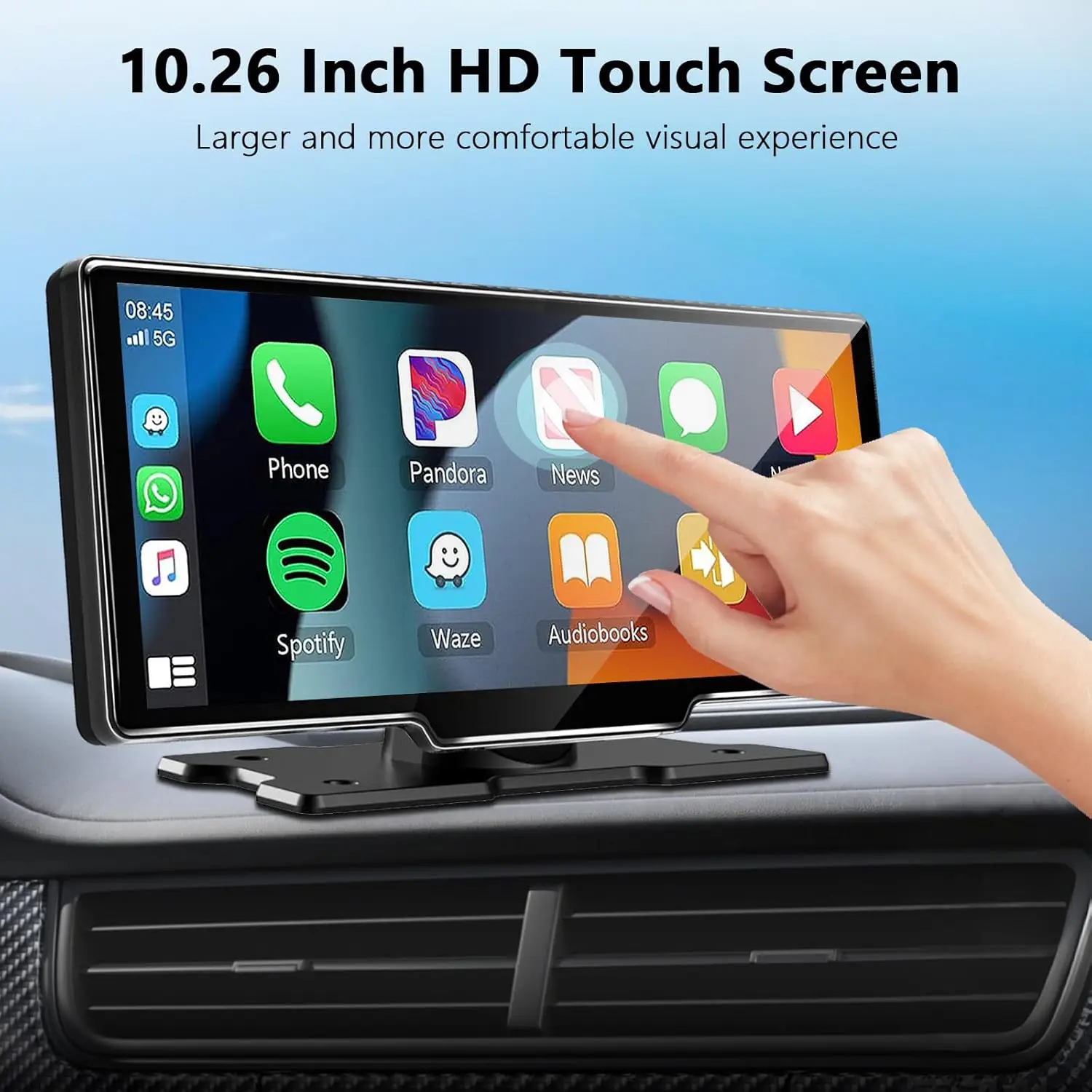 CarPlay Screen 10.26 Inch Wireless CarPlay Android Auto Dash Display Universal Car Radio BT AUX FM - Image 6