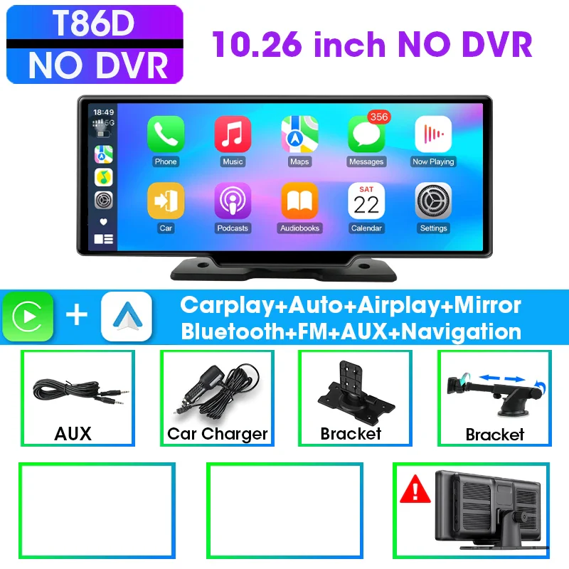 CarPlay Screen 10.26 Inch Wireless CarPlay Android Auto Dash Display Universal Car Radio BT AUX FM - Image 9