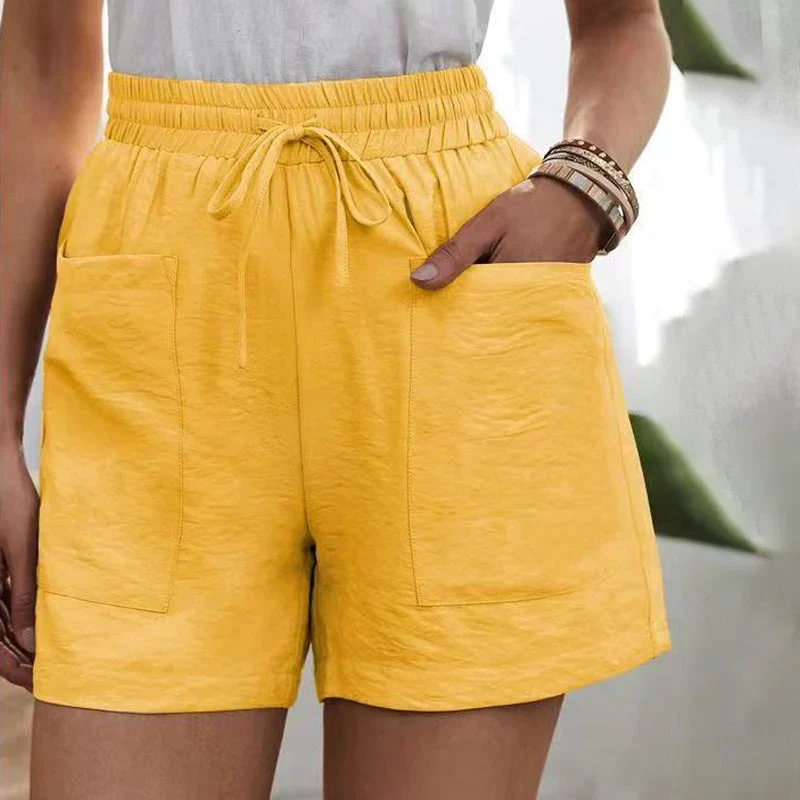Casual Linen Blend Shorts for Men and Women with Pockets, Breathable Loose Fit for Everyday Wear - Image 11