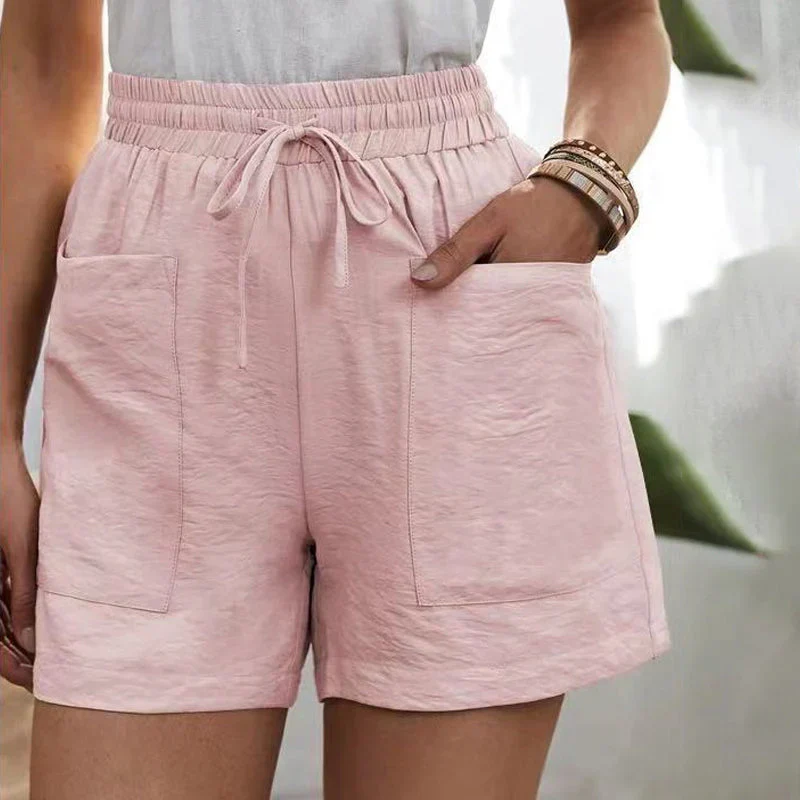 Casual Linen Blend Shorts for Men and Women with Pockets, Breathable Loose Fit for Everyday Wear - Image 14