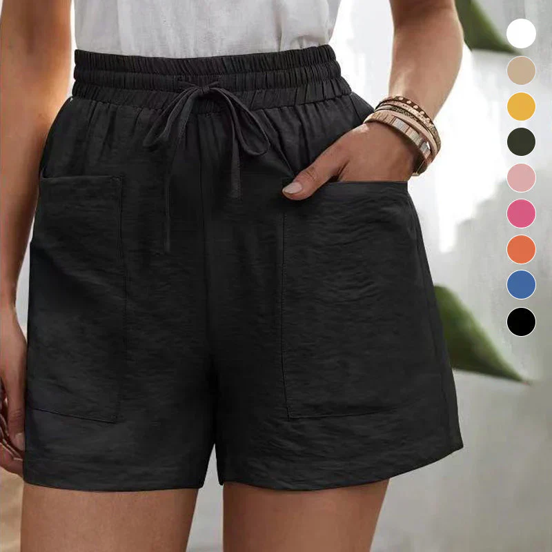 Casual Linen Blend Shorts for Men and Women with Pockets, Breathable Loose Fit for Everyday Wear - Image 3