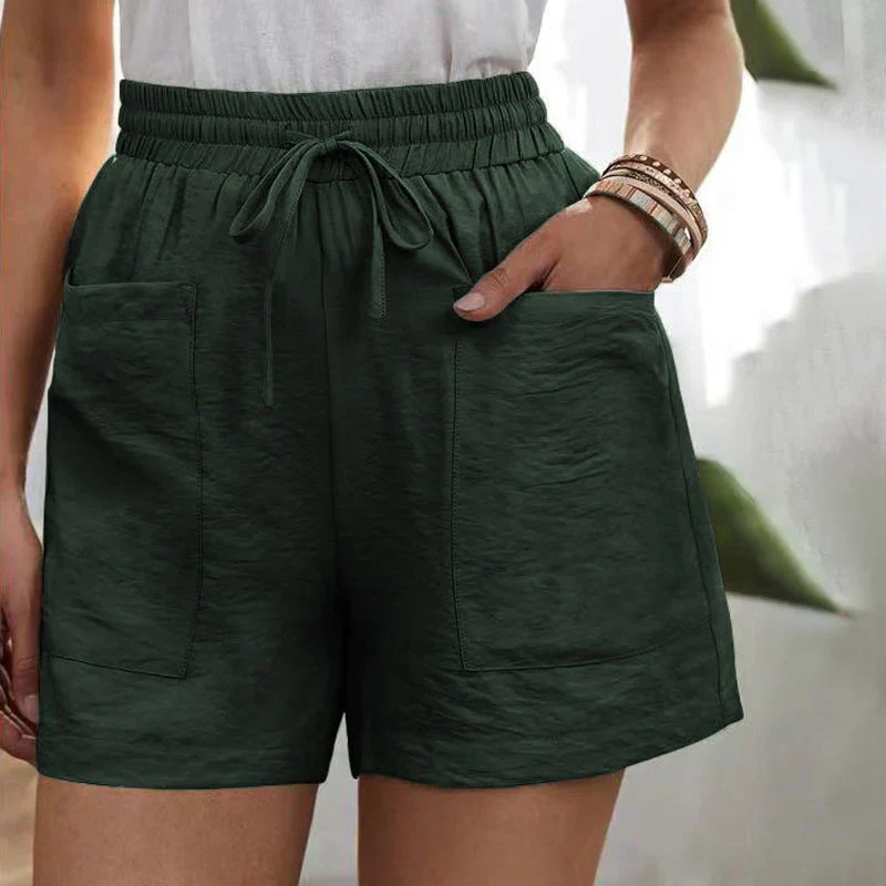 Casual Linen Blend Shorts for Men and Women with Pockets, Breathable Loose Fit for Everyday Wear - Image 5