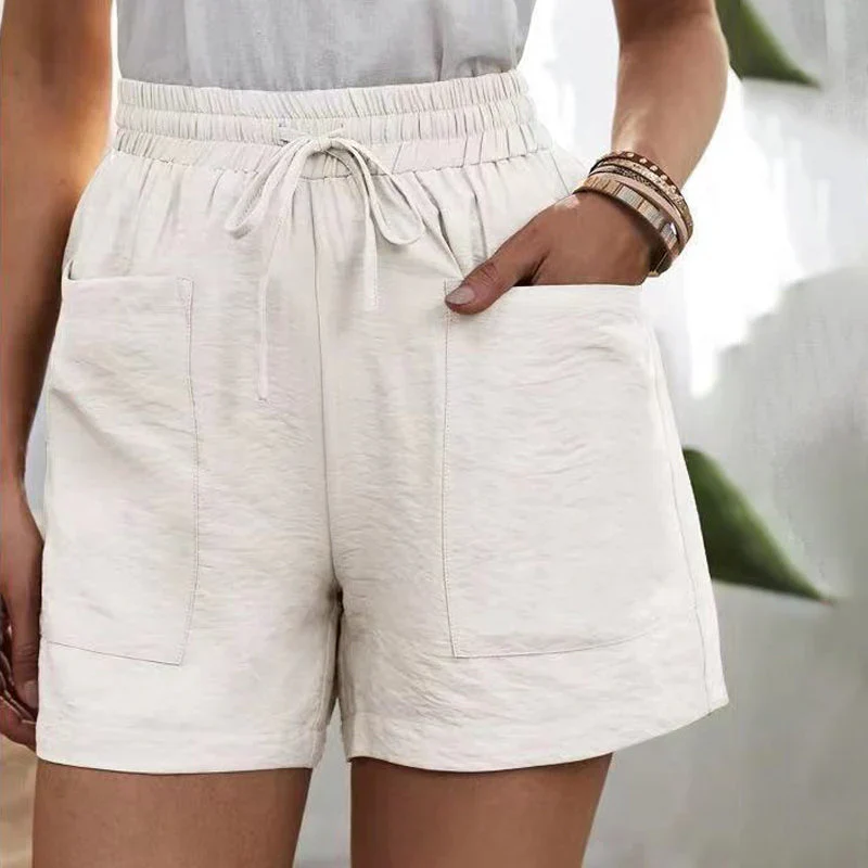 Casual Linen Blend Shorts for Men and Women with Pockets, Breathable Loose Fit for Everyday Wear - Image 9