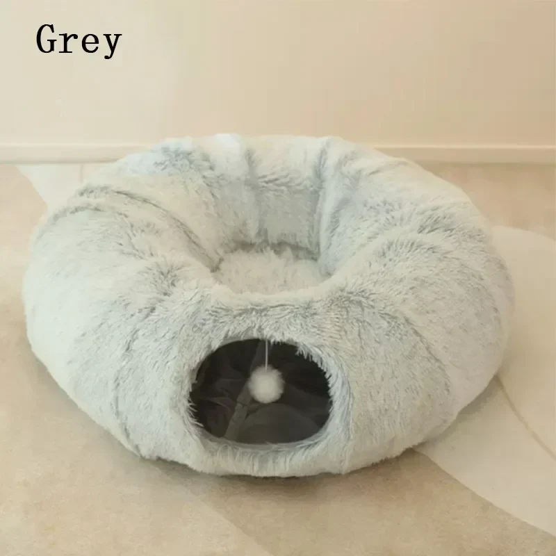 Cat Bed 95 Cm 2 In 1 Round Plush Nest House Fall 2025 Cozy Removable Cover Washable Deep Sleep - Image 7