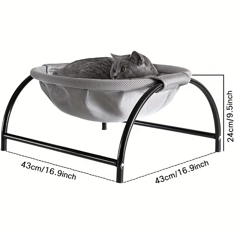 Cat Bed Breathable Cooling Hammock Cot Elevated Pet Sofa Summer 2025 Cozy Sturdy Metal Frame Nap Lounger - Image 2
