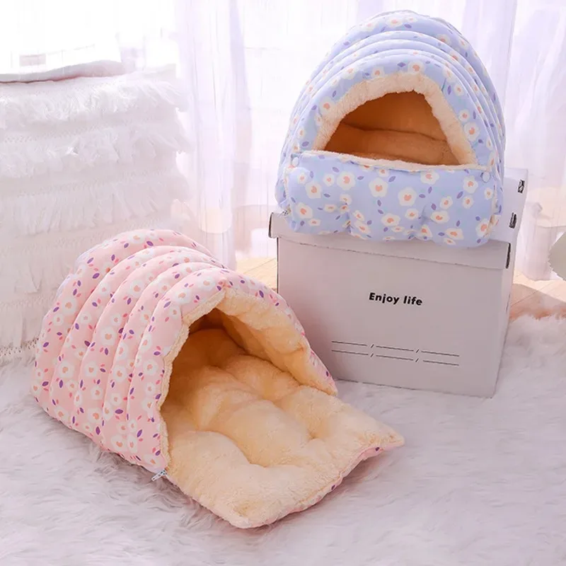 Cat Bed Cocoon Soft Coral Fleece Nest Indoor Winter 2025 Cozy Snuggly Warm Retreat For Cats - Image 4