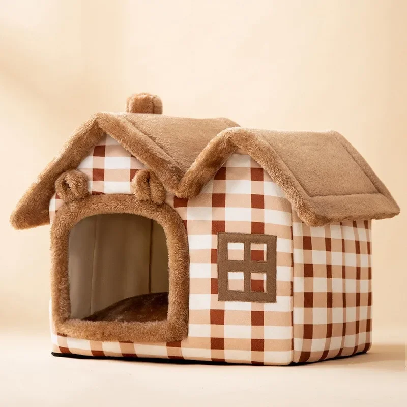 Cat Bed Foldable Cave House Plush Kennel Winter 2025 Cozy Washable Hideaway For Small Dogs And Cats - Image 7
