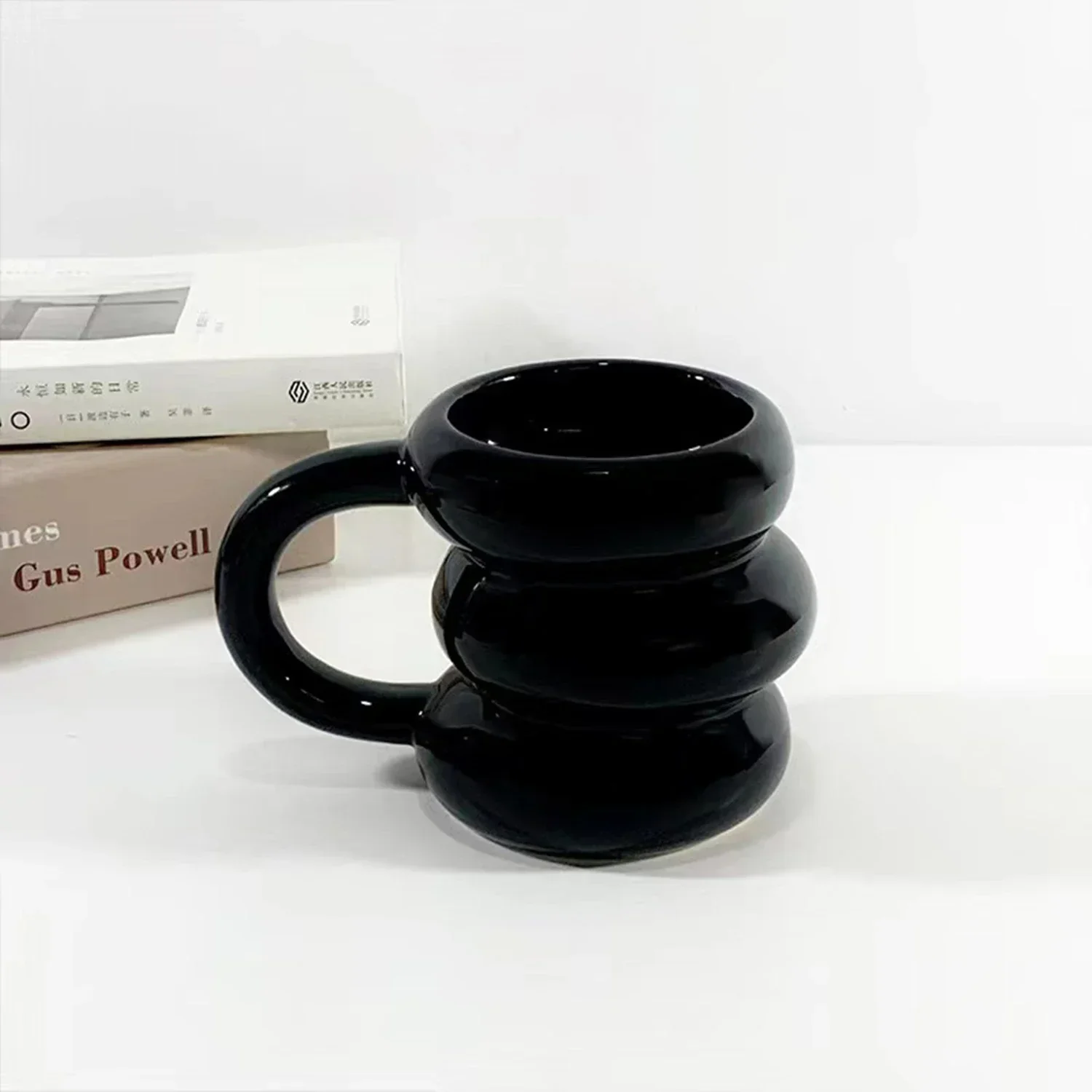 Ceramic Coffee Mug Kawaii Circle Design Korean Cute Style TikTok Viral Fall 2025 Microwave Safe Gift - Image 3