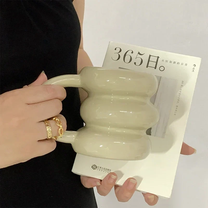Ceramic Coffee Mug Kawaii Circle Design Korean Cute Style TikTok Viral Fall 2025 Microwave Safe Gift - Image 9