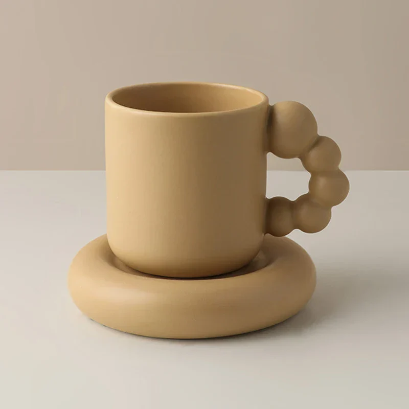Ceramic Coffee Mug Lavender Porcelain Cup With Tray Nordic Handmade Home Decor Fall 2025 Gift - Image 11