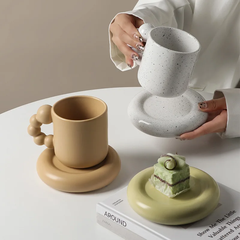 Ceramic Coffee Mug Lavender Porcelain Cup With Tray Nordic Handmade Home Decor Fall 2025 Gift - Image 4