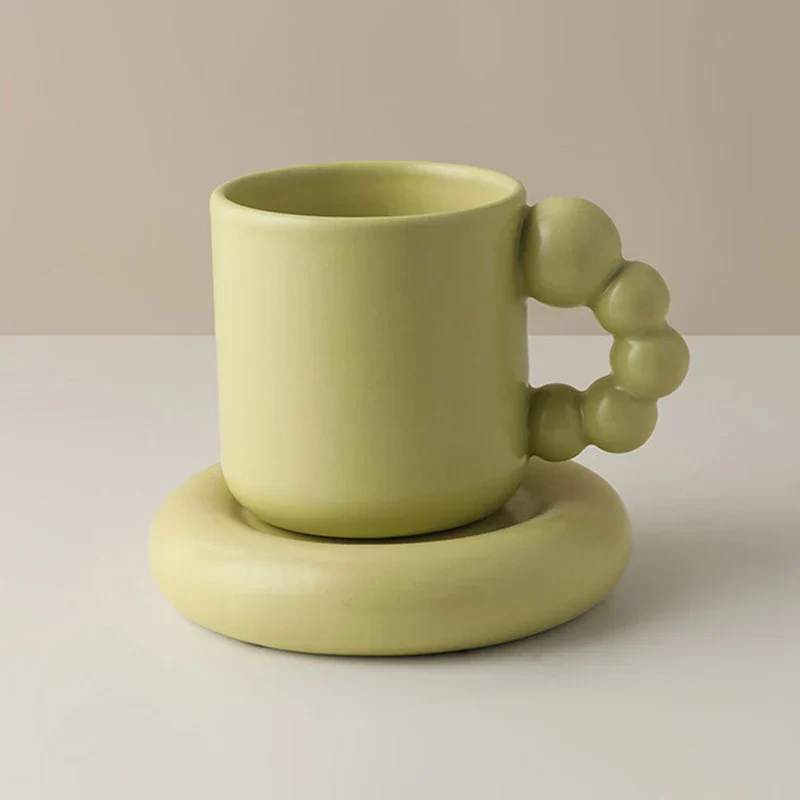 Ceramic Coffee Mug Lavender Porcelain Cup With Tray Nordic Handmade Home Decor Fall 2025 Gift - Image 9