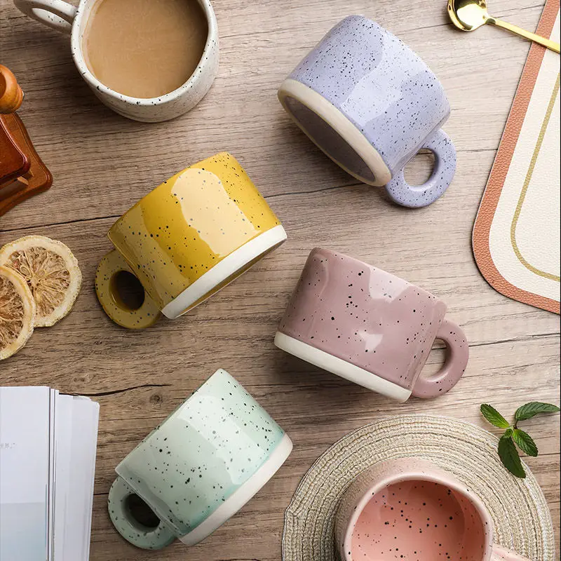 Ceramic Mug 300ml Porcelain Ring Handle Speckled Handmade Modern Coffee Cup Fall 2025 Cozy Gift - Image 5
