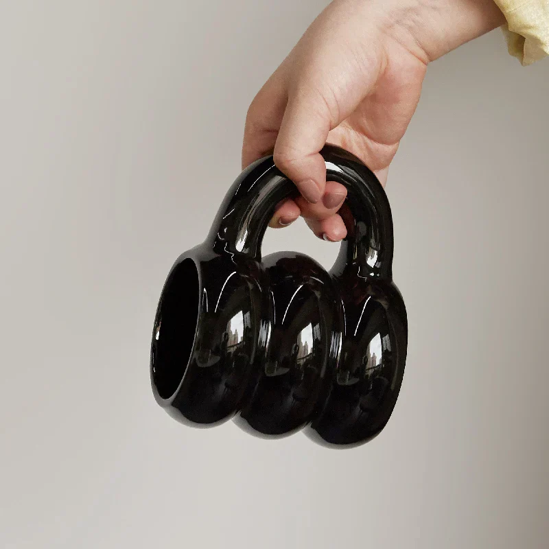 Ceramic Mug Ergonomic Handgrip Sculptural Nordic Coffee Cup Fall 2025, Oversized Handle Cozy Gift - Image 5