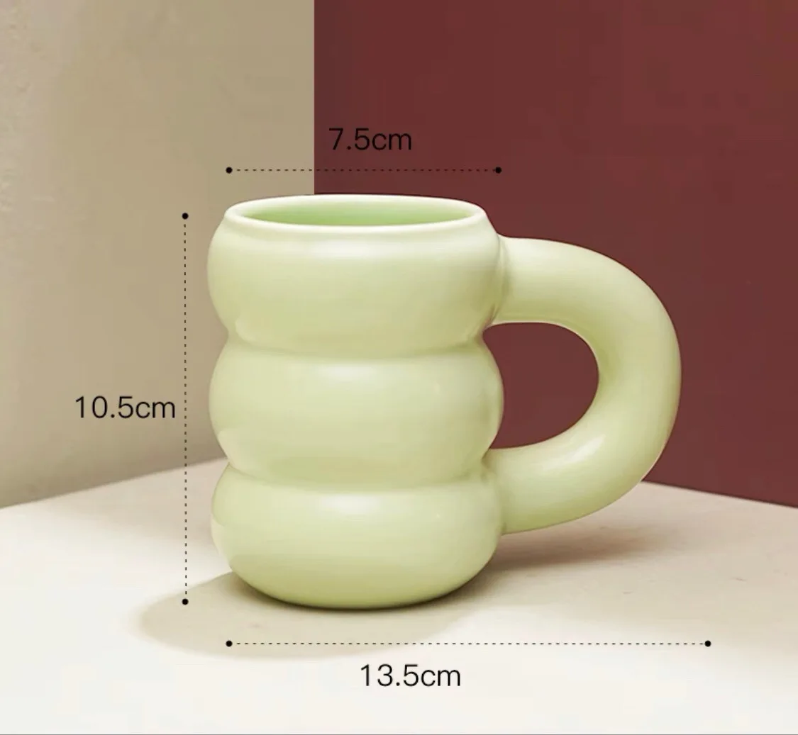 Ceramic Mug Ergonomic Handgrip Sculptural Nordic Coffee Cup Fall 2025, Oversized Handle Cozy Gift - Image 7