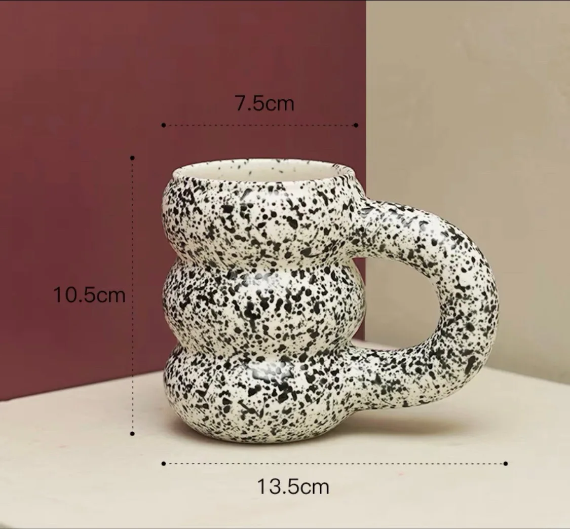 Ceramic Mug Ergonomic Handgrip Sculptural Nordic Coffee Cup Fall 2025, Oversized Handle Cozy Gift - Image 8