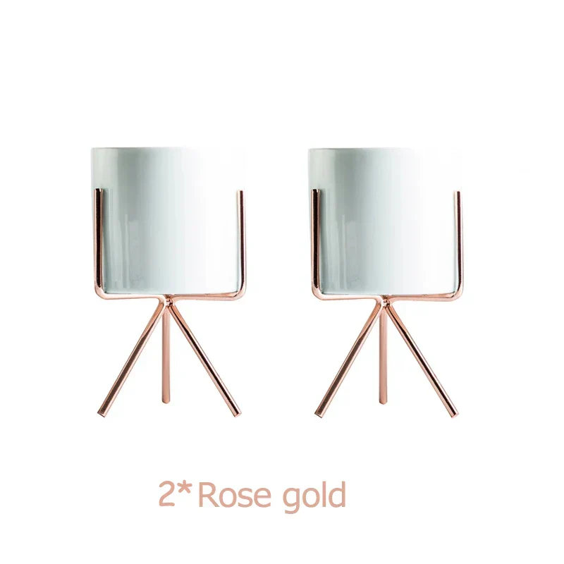 Ceramic Planters Set Of 3 With Gold Iron Stand Modern Desktop Succulent Planters Fall 2025 Stylish Gift - Image 14