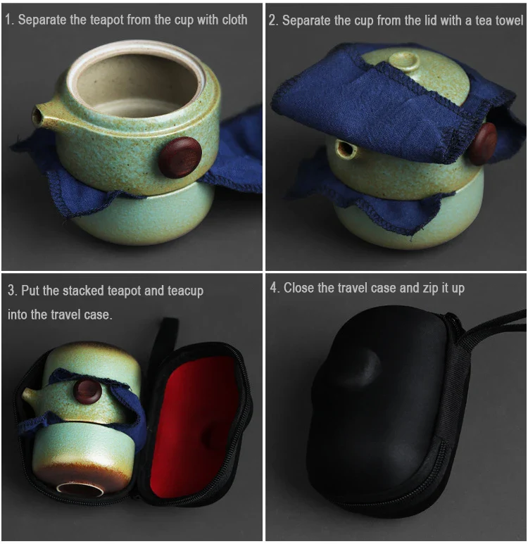 Porcelain Portable Travel Tea Set Kung Fu Teaware Handmade - Image 10