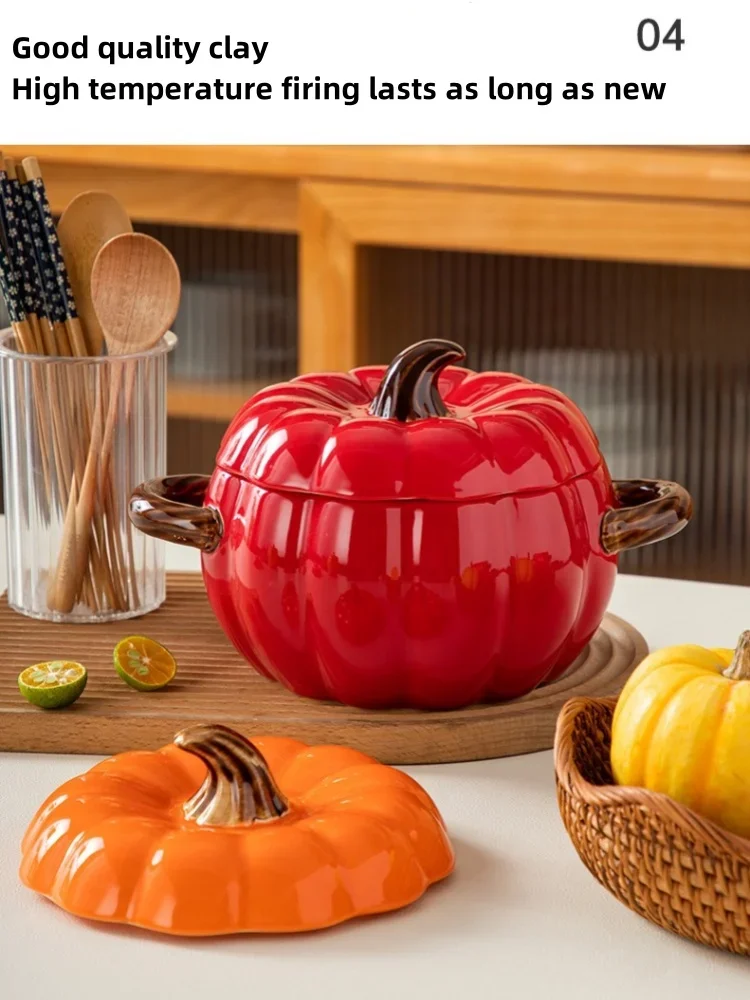 Ceramic Soup Pot Pumpkin Lid Porcelain Large Fall 2025 - Image 10