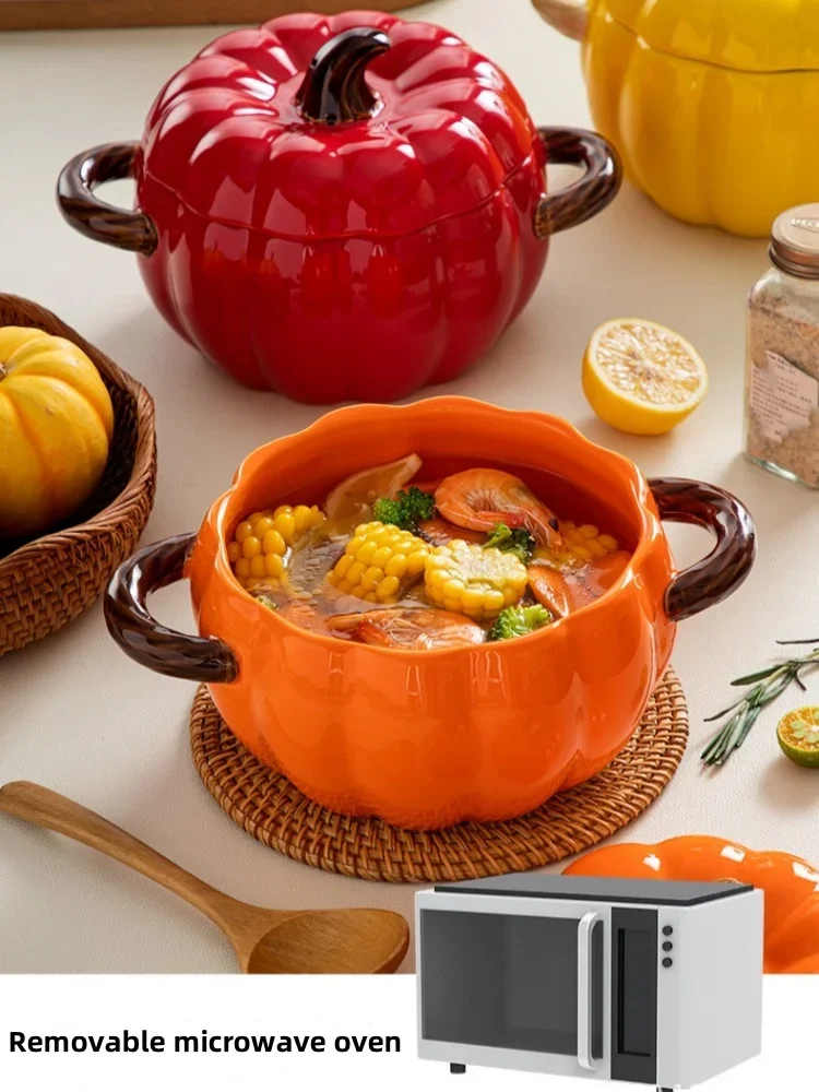 Ceramic Soup Pot Pumpkin Lid Porcelain Large Fall 2025 - Image 11