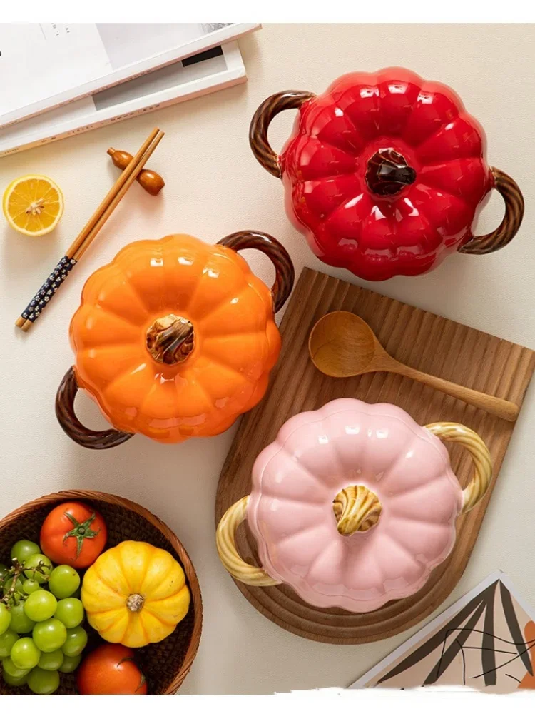 Ceramic Soup Pot Pumpkin Lid Porcelain Large Fall 2025 - Image 17