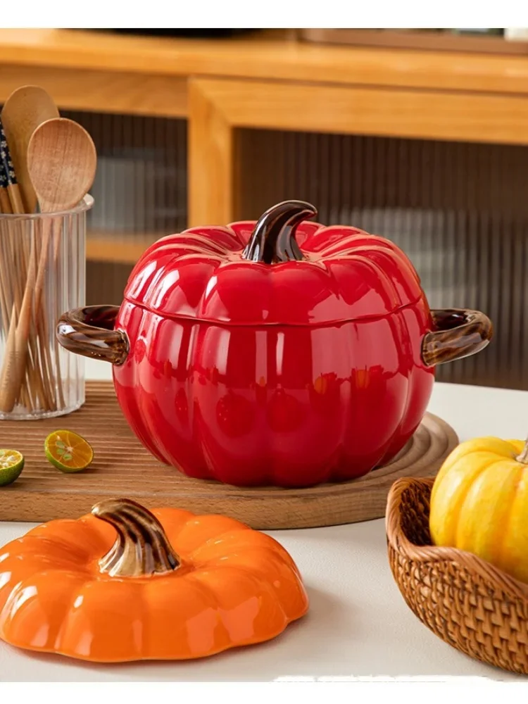 Ceramic Soup Pot Pumpkin Lid Porcelain Large Fall 2025 - Image 18