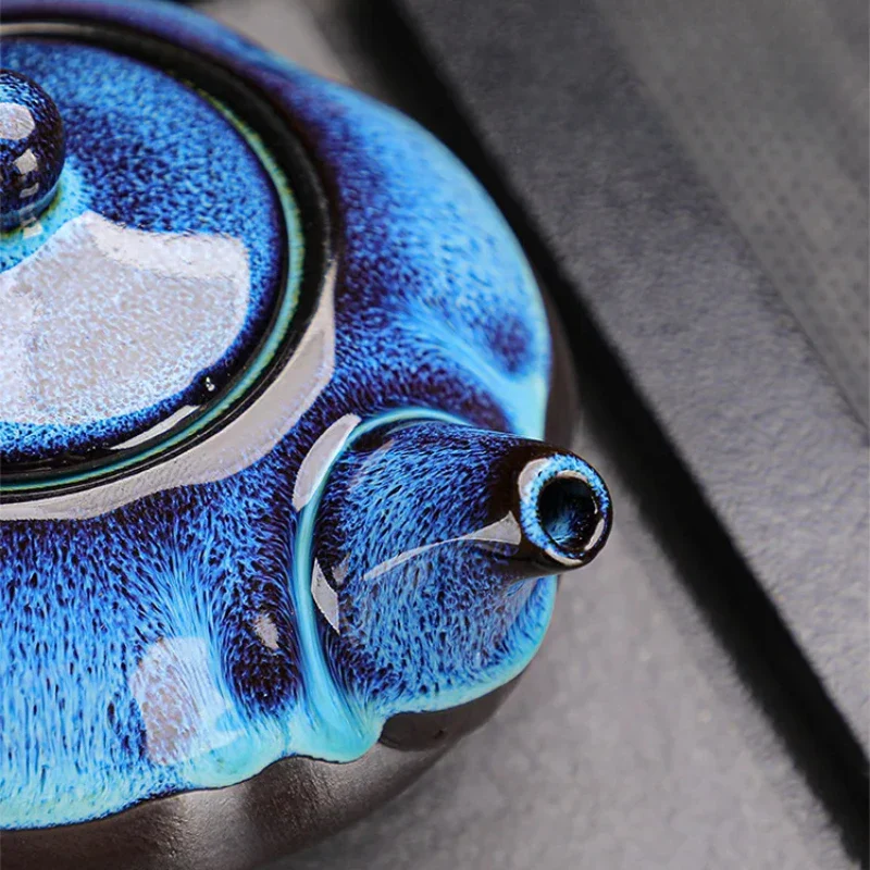 Jun Kiln Ceramic Tea Set With Gift Box Blue Premium Glaze - Image 3
