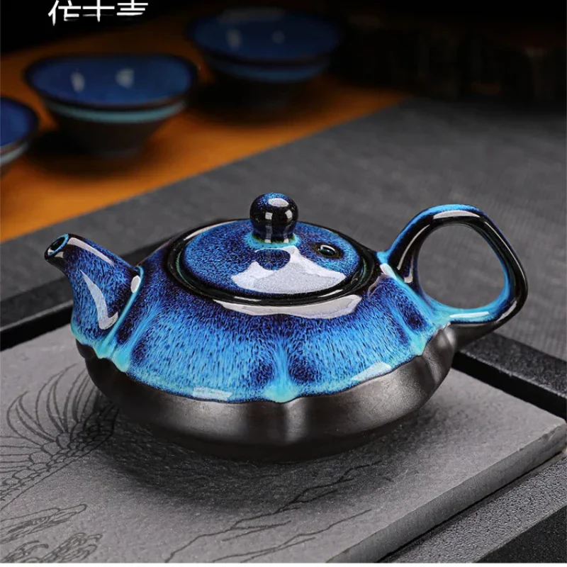 Jun Kiln Ceramic Tea Set With Gift Box Blue Premium Glaze - Image 4