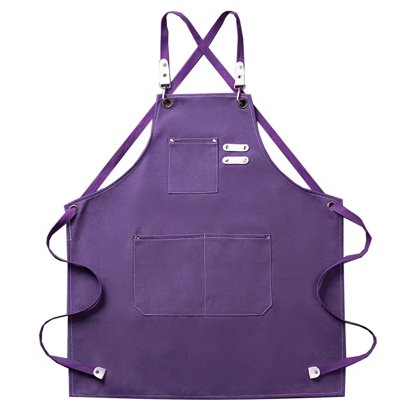 Chef Apron Canvas Crossback Utility Apron With Leather Trim And Pockets Fall 2025 Durable BBQ Workshop - Image 10