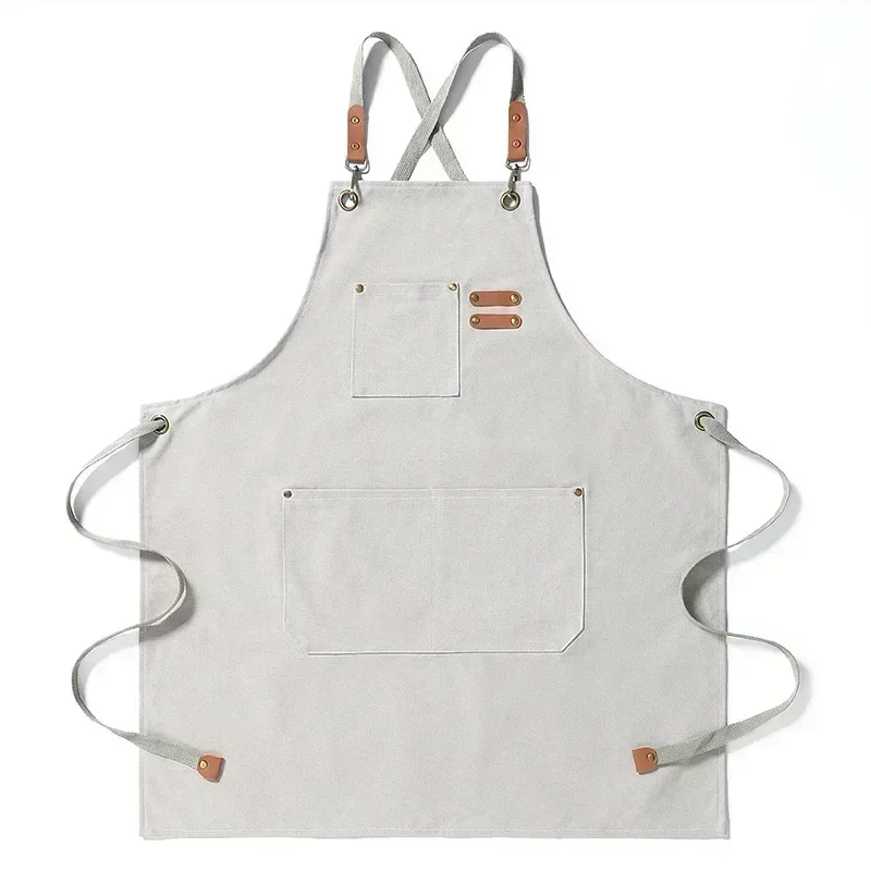 Chef Apron Canvas Crossback Utility Apron With Leather Trim And Pockets Fall 2025 Durable BBQ Workshop - Image 11