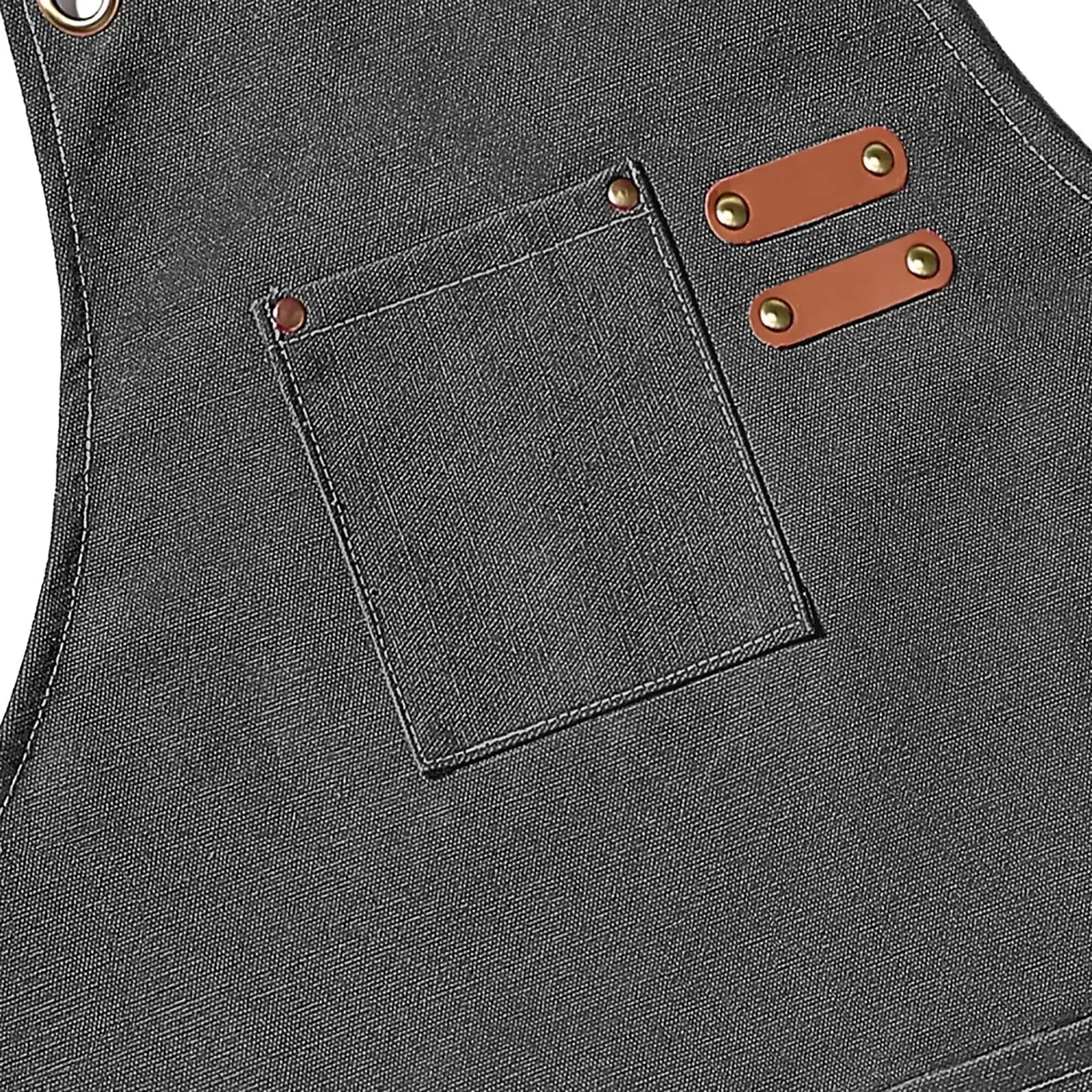 Chef Apron Canvas Crossback Utility Apron With Leather Trim And Pockets Fall 2025 Durable BBQ Workshop - Image 4