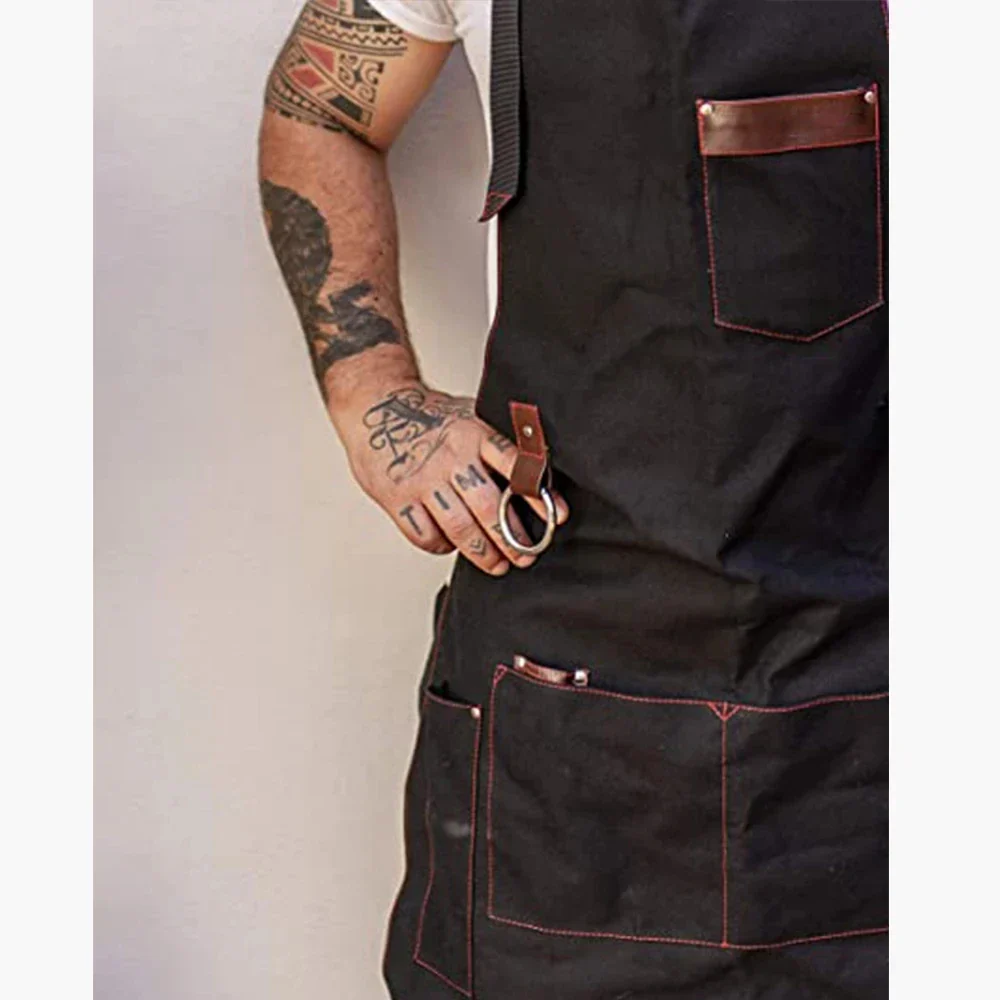 Chef Apron Canvas Work Apron Fall 2025 Professional Waterproof Cooking Apron With Pockets Durable Gift - Image 4