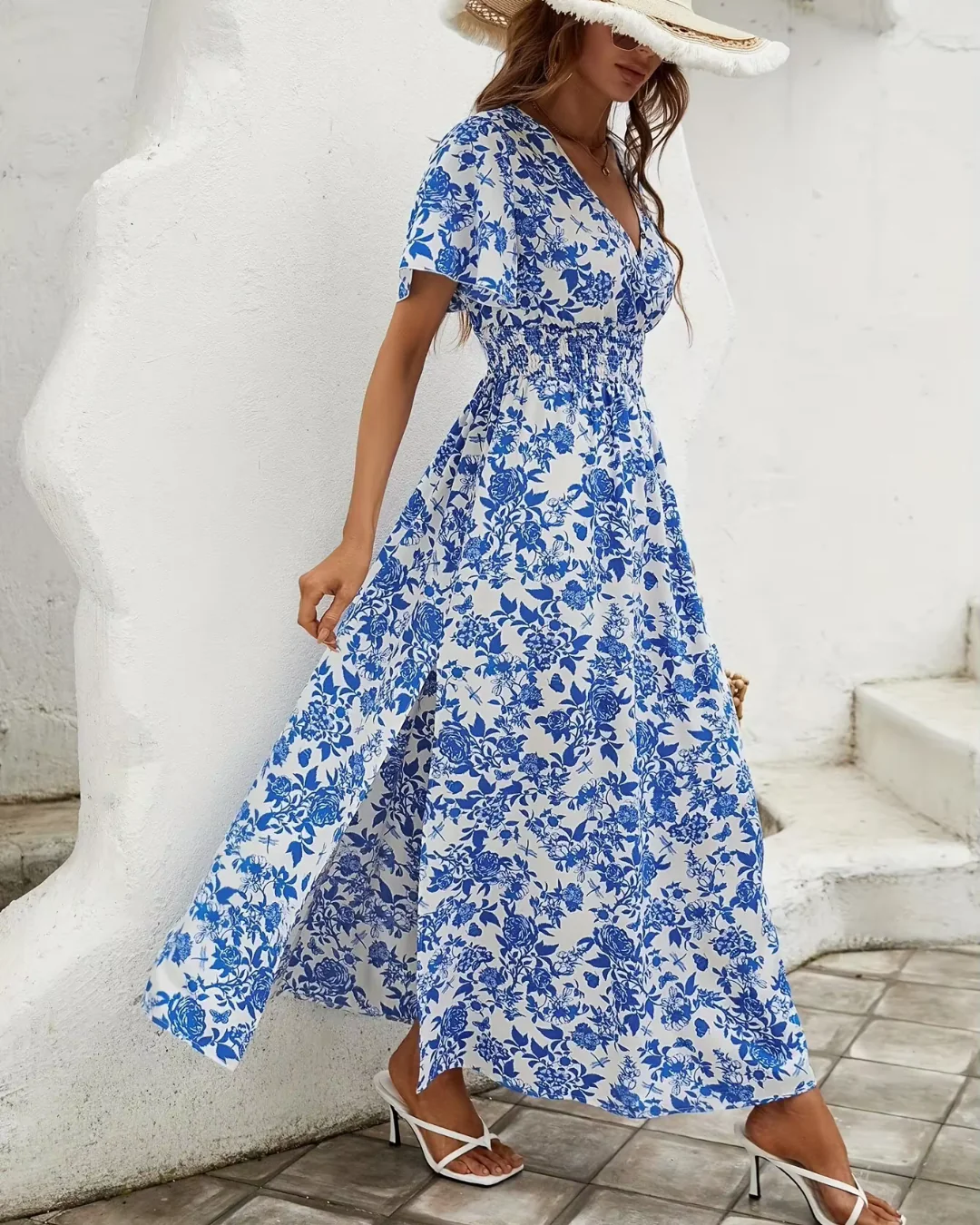 Chic Floral Women's Summer Dress, Lightweight Casual Fit, Breathable Fabric for Warm Weather Outings - Image 4