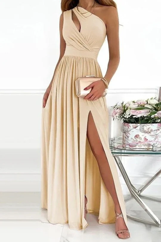 Chic One Shoulder Evening Dress, Elegant Black Formal Gown, Knee-Length Semi Formal Dress for Wedding Guests - Image 6